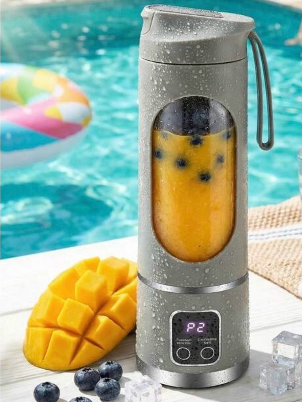 Portable Olive Green Fruit Blender with Display